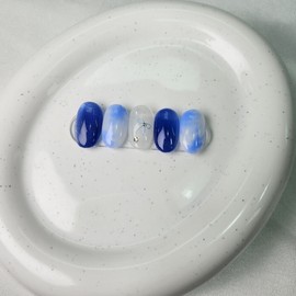 Sky Marble Ribbon Nail - 2 Wood Sticks / 스카이 마블 리본 네일 - 우드스틱 2개