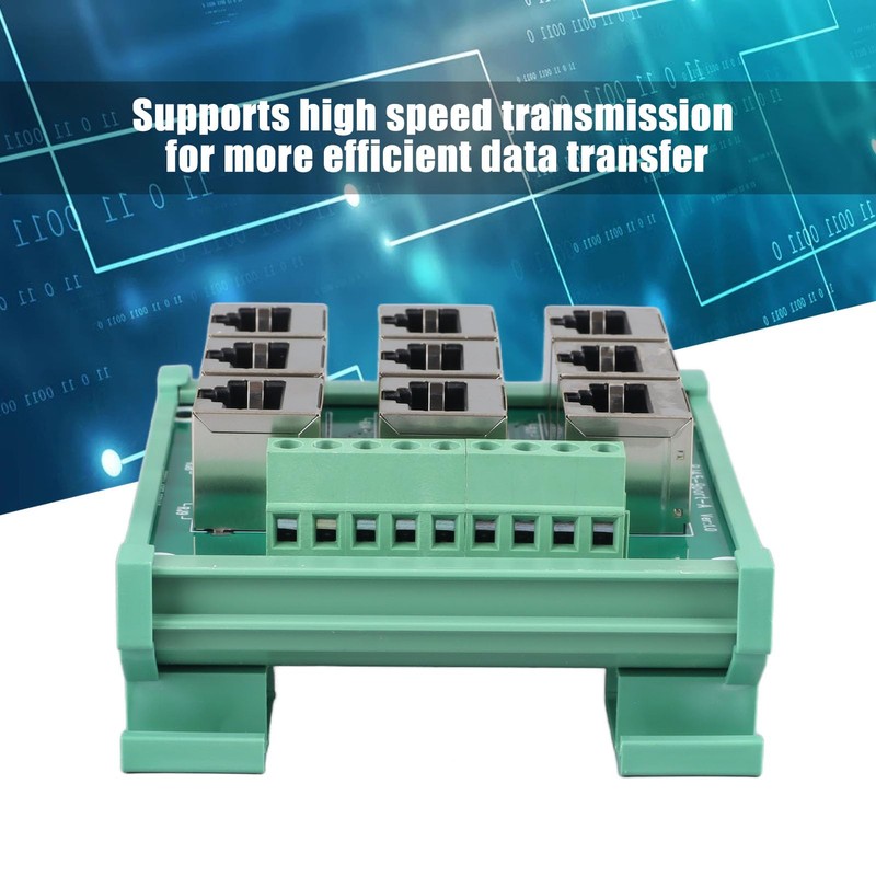 RJ45 8p8c Jack 9-Way Buss Board, Din Rail Mount Ethernet