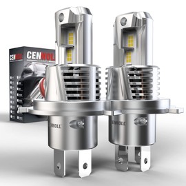 CENMOLL H4 Led Leadlight Bulb, 90W 18000LM 500% Brightness 360 Degree Illumination H4 9003 Led Headlight Bulb Hi/Lo Beam Canbus Error Free 6500K Cool White Mini Size All-in-one Design, Pack of 2