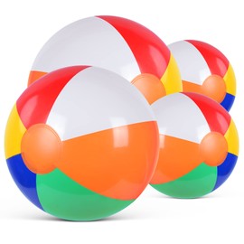 flintronic 4PCS Beach Ball, Inflatable Beach Ball for Kid Adults, Rainbow Inflatable Toys for Summer Outdoor Activity, Water Games, Swimming Pool Beach Party