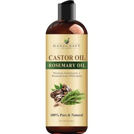 Handcraft Blends Aceite de ricino con romero 8 onzas líquidas | 100% puro y natural | Aceite portador de primera calidad | Cabello, pestañas y cejas | Cabello y cuerpo