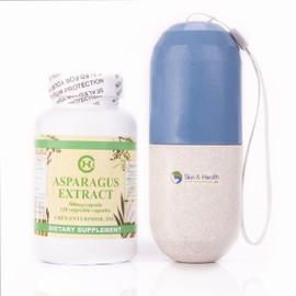 Chi’s Enterprise 120 Caps Asparagus Extract , Skin and Health Pill Organizer Bundle