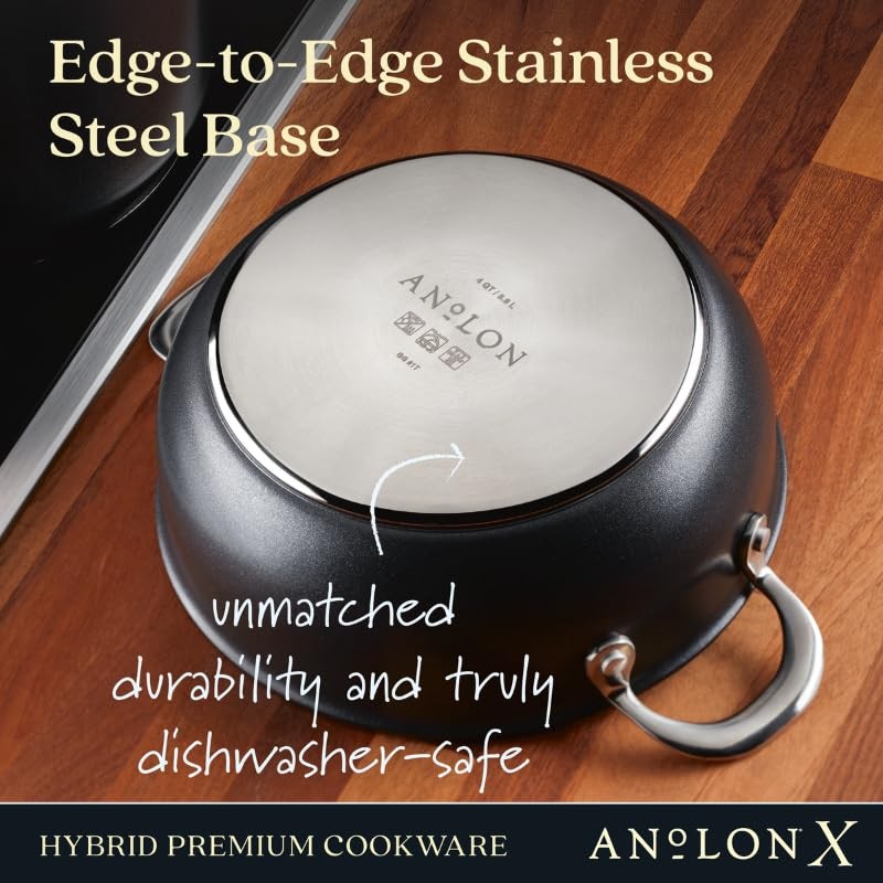 Anolon X Hybrid Nonstick Casserole Pan with Lid, Dark Gray