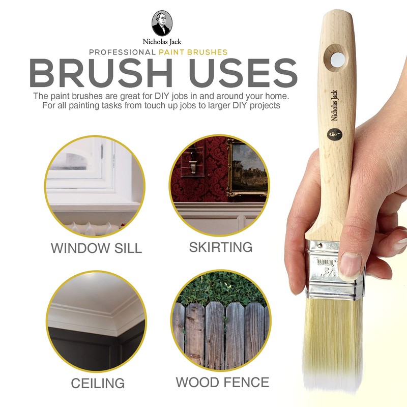 Nicholas Jack Professional Paint Brushes Decorating Set 5 Pure Synthetic