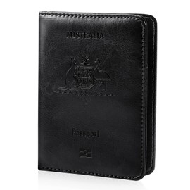 ILIYAH Passport Holder Compact RFID Passport Wallet Passport Protector Lightweight Leather Passport Covers with Card Slots Travel Holder(Black)