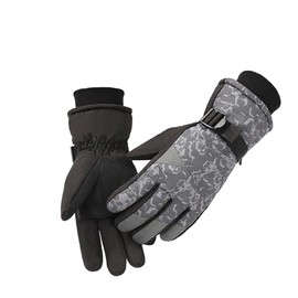QUINTRA Winter Ski Gloves for Men and Women, Equal Cold, Splashproof, Non-Slip, Plush, Versatile Warm Gloves, Arm Warmers, Women, Black Fishnet (Grey, One Size)