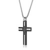 0.165 Carat Black Diamond Cross Pendant Necklace in Stainless Steel