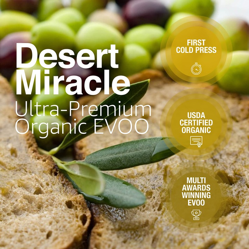 DESERT MIRACLE Cold Pressed Polyphenol Rich Moroccan Olive Oil, Extra