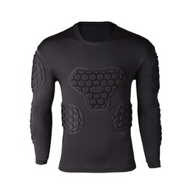 Shinestone Adult Men's Goalkeeper Armor BodyShield Padded Compression Long Sleeves Shirt with Sponge Protector for Football Baseball(Shirt-02,Medium)