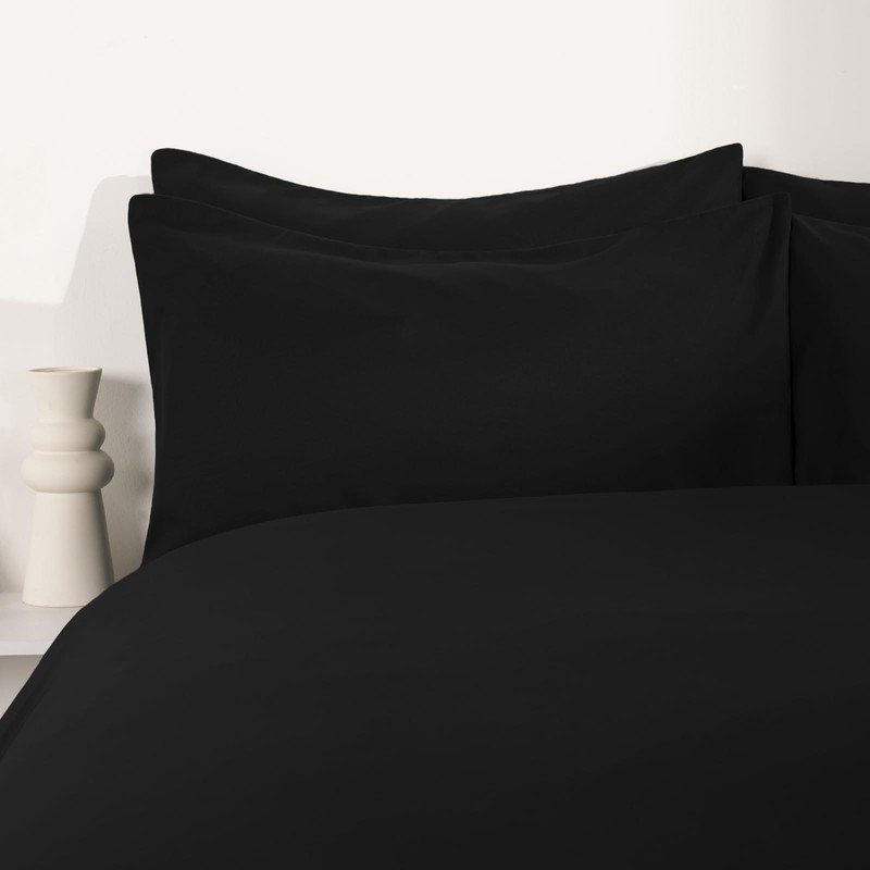 Brentfords Black Pillow Cases 2 Pack, Housewife Pillowcases Bed Pillow