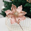wybcfp 8PCS Christmas Artificial Flower Ornament Glitter Pink Christmas Magnolia