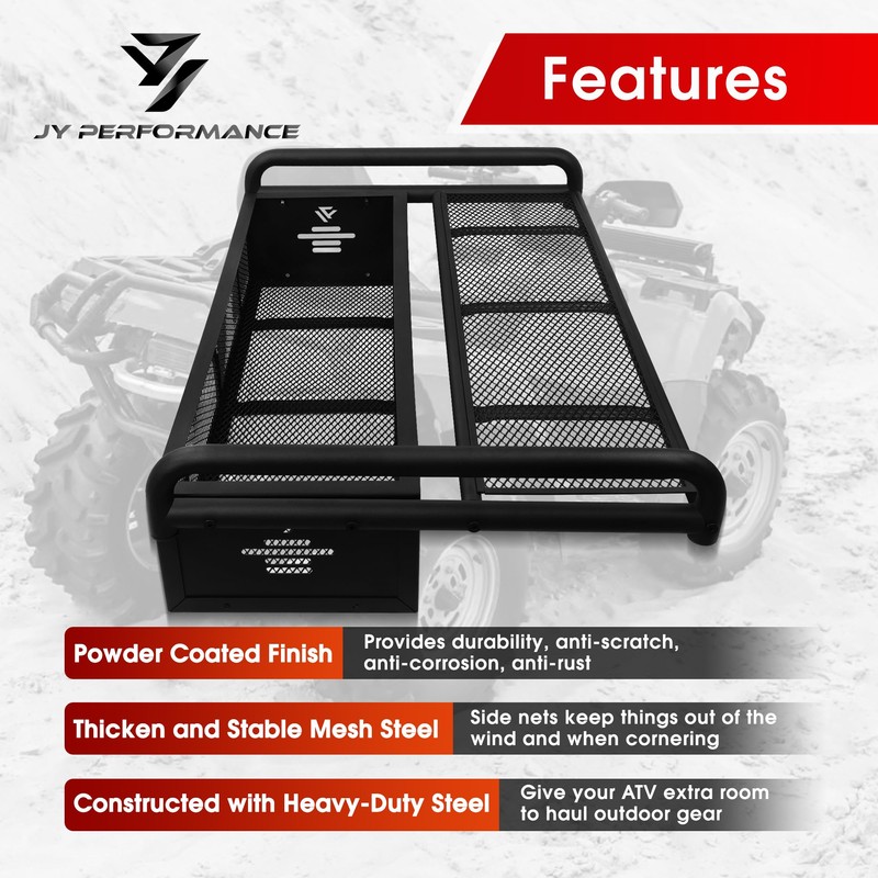 JY Performance ATV Rear Cargo Basket, Universal ATV Racks and