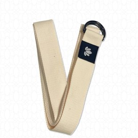 8ft Yoga Strap with Metal D-Ring – Premium Cotton Blend Stretching Strap for Flexibility, Pilates & Rehab – Adjustable, Durable & Soft - Free Holy Health® Totebag. Color: Beige