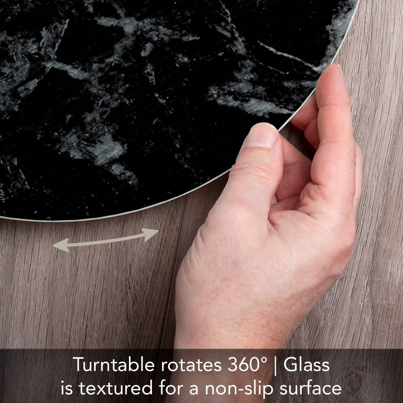 Black Marble Design Glass Lazy Susan