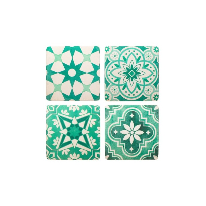 Sass & Belle Green Tile Coasters - Set of 4