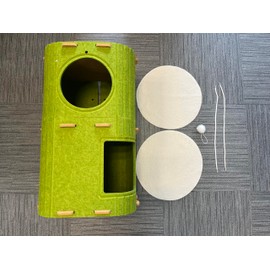 Homegroove 2-Storey Large Cat House for Indoor Cats, Cozy Felt Cat Cave Bed with Tunnel Hideaway, Multi-Cat Condo for Rest & Play (Green, Large)