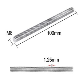 6 pieces M8 x 100 mm threaded rod 100 mm with 12 pieces hex nut set, 304 stainless steel fully threaded rods for home use or industrial use