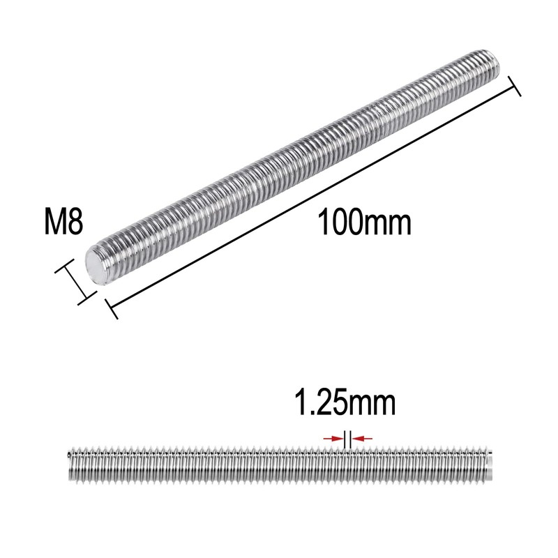 6 pieces M8 x 100 mm threaded rod 100 mm