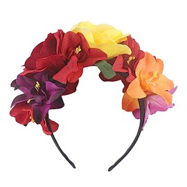 Lopsity Mexican Flower Crown Headband Hawaiian Frida Floral Rose Flower Crown Fake Flower Crowns Headbands For Women Girl Flower Wreath Party Costume (C)