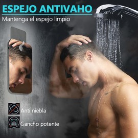 Espejo para Regadera, Espejo de Ducha para Afeitar, Espejo Antivaho con Gancho y Ventosa, Material Acrílico es Impermeable e Inastillable, Perfecto para su Uso en Cuarto de Baño.(Rectangular)