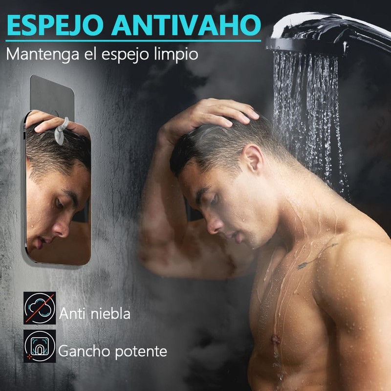 Espejo para Regadera, Espejo de Ducha para Afeitar, Espejo Antivaho
