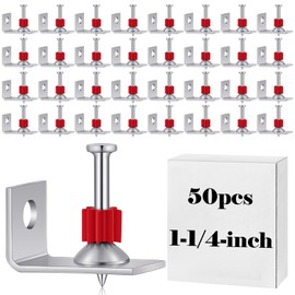MorningRo 100 Pcs Powder Actuated Fasteners Drive Pin 1-1/4-inch Length, Powder Actuated Tools with 90 Deg Ceiling Clip Assembly for Hard Concrete