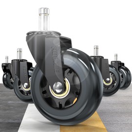 HOLKIE Office Chair Wheels Roller Blade Casters Computer Gaming Compatible with 1KEA ONLY 3 Inch, Replacement Rubber Wheels-Set of 5 for Hardwood Floors Desk Chair