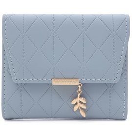 Cartera para Mujer de Pu Piel,Monedero Pequeño Portátil de Bifold,Billetera Minimalista con Cremallera Bolsillo y Ventana de Identificación,Moda,Gracia,Regalos para Chicas y Dama（Azul claro）
