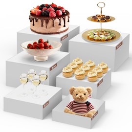 Himake 6PCS Buffet Risers, Food Risers for Buffet Table, Acrylic Dessert Table Display Set with Hollow Bottoms, Display Shelf Stand for Catering Dessert Collectibles Jewelry Show（5.5",6",7",8" 9" 10"