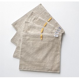 IKEUCHI ORGANIC Wash Cloth 7.1 x 7.1 GOTS Certified, Pack of 4,ORGANIC330 (Ivory)