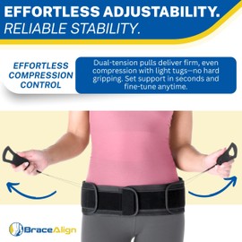 Brace Align GlideFit Adjustable Plus Size SI Belt - Sacroiliac Joint Dysfunction, Hip Pain, Pelvic Instability, Sciatica & Lower Back Support for Men and Women - L0621 (Fits up to 66 in. waist)