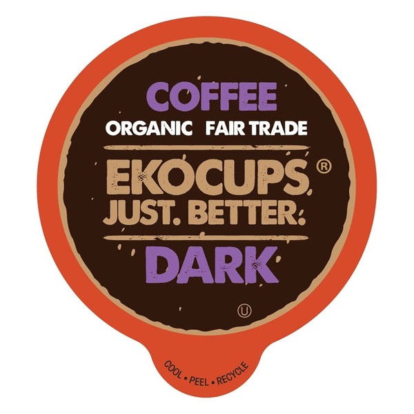 EKOCUPS Organic Dark Roast Coffee Pods, Strong Bold Dark Roast