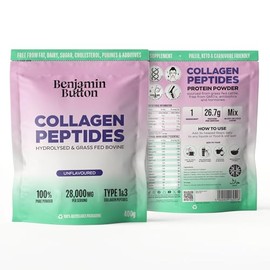Collagen Powder – Hydrolysed Bovine Collagen Peptides – 95% Protein, High in Glycine & Proline – Unflavoured, Keto & Paleo Friendly, 400g – Skin, Hair, Joints & Bones Support Benjmain Button