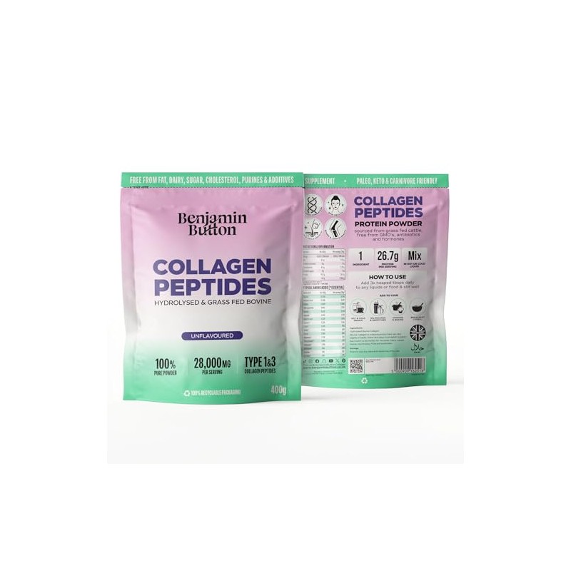 Collagen Powder – Hydrolysed Bovine Collagen Peptides – 95% Protein,