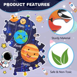 Civaner Floor Puzzles for Kids 70 Piece Round Large Jigsaw Puzzles for Kids Ages 3 4 5 6 7 8 Educational Learning Toy Gifts for Toddlers Boys Girls Baby Shower Birthday(Solar System)