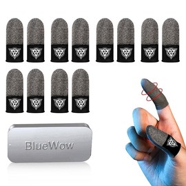 BlueWow Silver Blend Seamless Gaming Finger Sleeves – Ultra-Soft, High Sensitivity,  No Marks, No Pressure, Sweat-Proof for Mobile Gamers Console Smartphone - Design: FlyShark