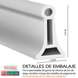 TYEGDAVD Barrera de Agua 2M, Presa de Agua para Ducha 5X3CM, Material de Silicona, Viene Con Dos Botellas de Caucho de Silicona