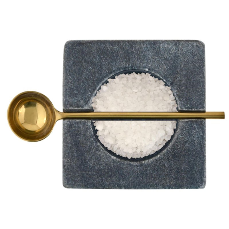 Cruiser’s Caché | Gray Marble Salt Cellar and Gold Spoon