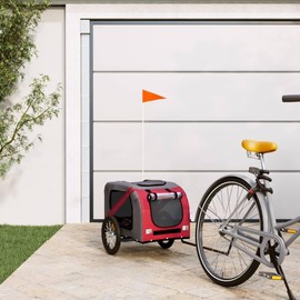 TREATLIFE HOME Comfortable Pet Bike Trailer for Outdoor Adventures, Durable Iron Frame, Spacious Cabin, Red and Gray
