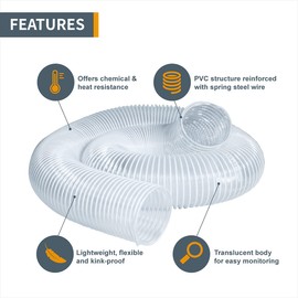 POWERTEC 5" x 10' Dust Collection Hose, 5 Inch Flexible PVC Hose for Woodworking and Garage, Wood Shop Dust Collection System, Planer, Cyclone Dust Separator, Ferrets and Small Pets Tunnel (70220)