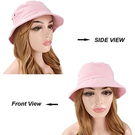 DRESHOW Fishing Hat, Sun Hat, Outdoor Foldable Summer Hat, Bucket Hat, Beach Hat for Men and Women, Solid colour pink