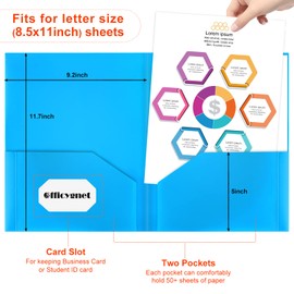 Officygnet 36 Packs 2 Pocket Folders with Clear Front Pocket, Bulk Durable Heavy Duty Plastic Folders for School and Office Supplies, Multicolor Two Pocket Folders for Letter Size Paper, 6 Colors