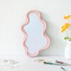 JDPEYI Funky Wavy Mirror 16"x10" Pink Irregular Wall Hanging Mirror