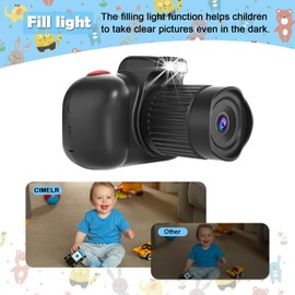 CIMELR Kids Camera, Digital Camera for Kids 4-12 Year Old Boys/Girls, 2.4 inch IPS Screen Toddler Camera, Christmas Birthday Gifts for Kids, Video Camcorder with Fill Light, 32GB TF Card (Black)