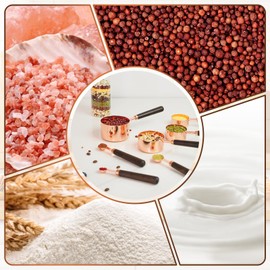 Measuring Cups and Spoons Set,Premium Stainless Steel Measuring Cups and Spoons Set with Wood Handle,8-Pieces Kitchen Essentials for Cooking,Coffee with Ergonomic Grip & Engraved Markings (Rose Gold8)