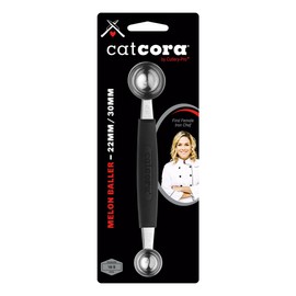 CatCora Melon Baller, Professional 18/8 Stainless Steel Dual Blades 22/30-MillimeterFor Melon Balls and Garnishes, Ergonomic Soft-Grip Handle