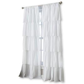 Curtainworks Flounced Ruffle Rod Pocket Curtain Panel, 95-inch, White