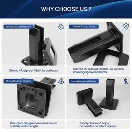 LukLoy 8 Pack T304 Stainless Steel Glass Railing Spigot Heavy-Duty Matte Black Clamp Post Glass Railing System, No-Drill Design for Pool, Deck, Stair, Balustrade, Balcony (Black Net Weight 960g)