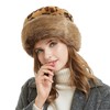 soul young Women's Leopard Faux Fur Hat with Fleece and
