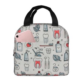 AKEOPIST Dentist Lunch Box Dental Hygienist Lunch Bag Cute Tote Bag Insulated Lunch Bags for Women Men Work Camping Travel